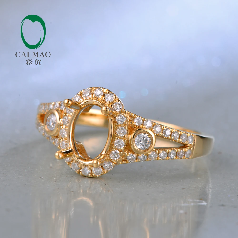 14kt желтое золото 5x7 мм овальный бриллиант полукрепление обручальное кольцо для Anniverary