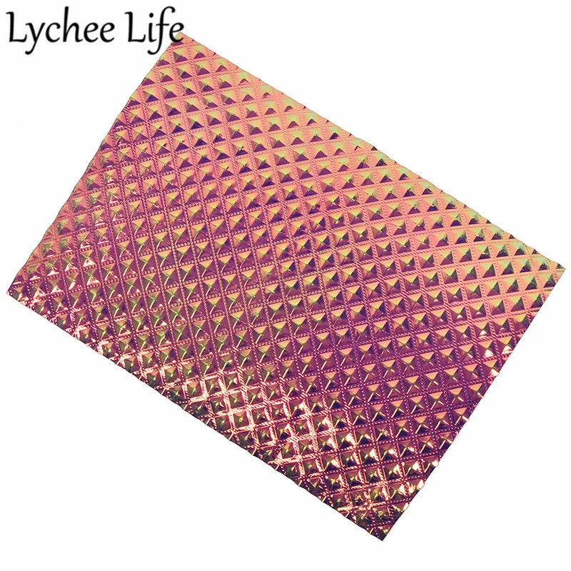 Lychee Life A4 Переливающаяся кожаная ткань цветная PU голографическая Ткань DIY