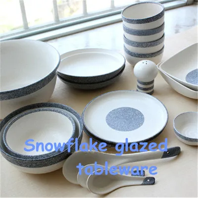 Dishes & Plates Snowflake glaze Blue and white ceramic disc Japanese Korean style tableware simple round 16cm disk | Дом и сад
