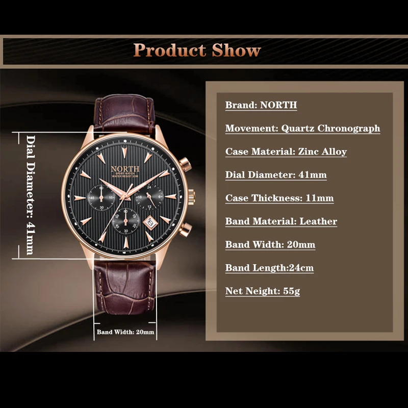 Северная Для мужчин s часы лучший бренд Роскошные модные Бизнес кварцевые Спорт