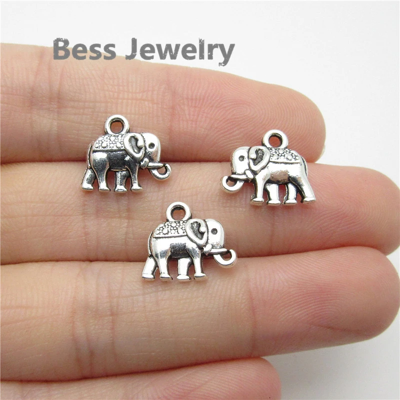 60 шт. (14*12 мм) старинный серебряный слон очарование Подходит для pandora стиль
