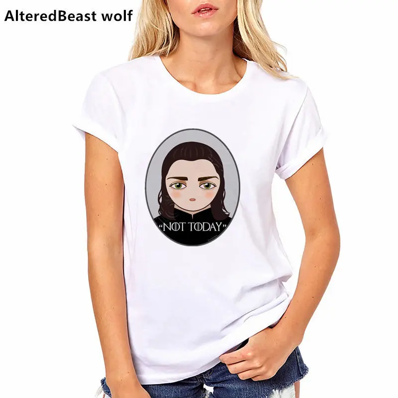 Футболки с принтом Игры престолов not today Arya забавные модные летние рубашки крутая