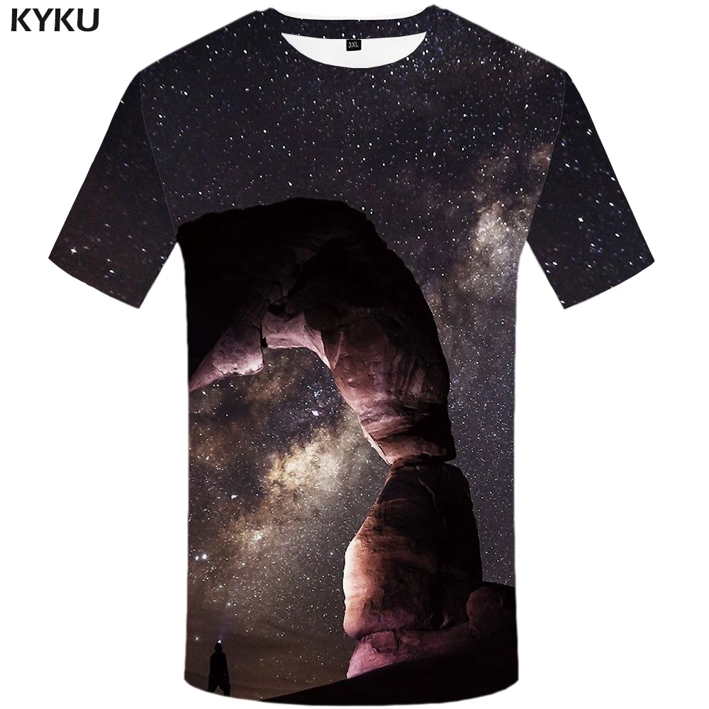 Женская футболка в стиле панк рок KYKU Galaxy Харадзюку С 3d принтом женская одежда