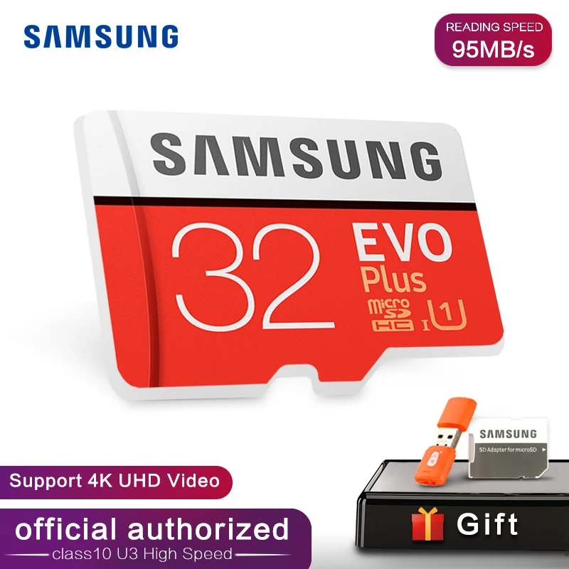 SAMSUNG Новый Micro SD карты памяти EVO + 512 ГБ 256 128 Гб 64 оперативной 32 встроенной 95 МБ/с. 100 C10