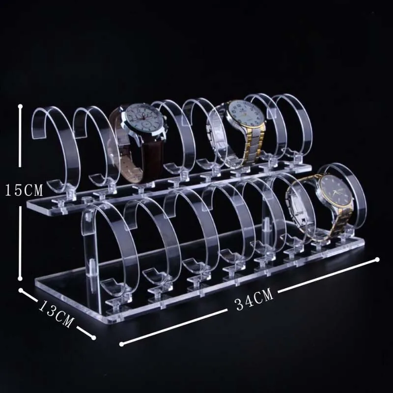 Акриловый прозрачный 3 слойный дисплей для часов полка рамка 24 стенды Браслет