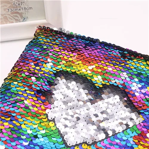 Colorful-sliver 50 дюймов* 1 ярд Русалка рыбья чешуя Реверсивный блесток вышитая ткань 5 мм блесток для платьев наволочка свадебное украшение - Цвет: Colorful-sliver