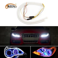 okeen 2pcs 60cm car drl led sequential flowing flexible tube strip for headlight daytime running light turn signal car styling