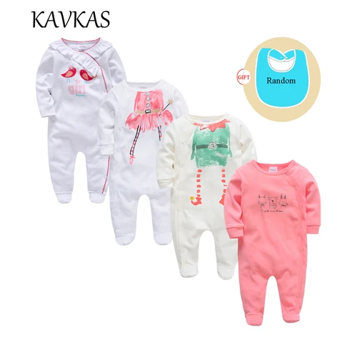Kavkas/4 шт./партия одежда для малышей хлопковые детские комбинезоны на Рождество с длинными рукавами и круглым вырезом roupa de bebes, Одежда для новорожденных девочек и мальчиков - Цвет: 85878837