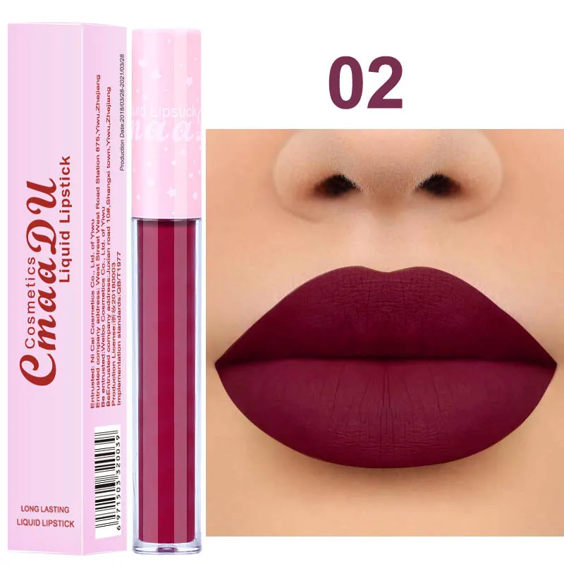 cmaadu Brand Matte Liquid Lip Gloss Makeup Waterproof Lasting Non-stick cup lipstick Red Lips Matt Nude Pink Lipgloss | Красота и