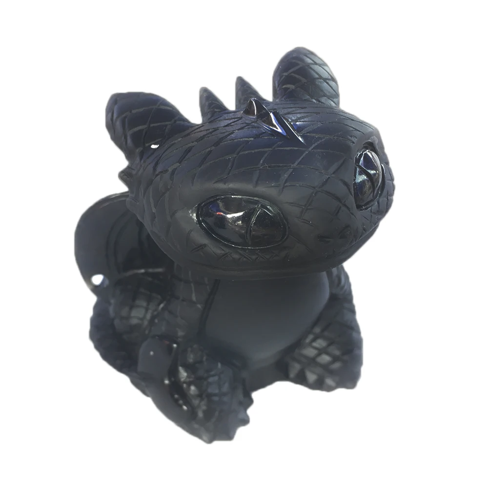 

Wholesale Natural Obsidian Toothless Dragon Hand Carved Quartz Crystal Figurine Healing Crystal Stone Crafts Home Decoration