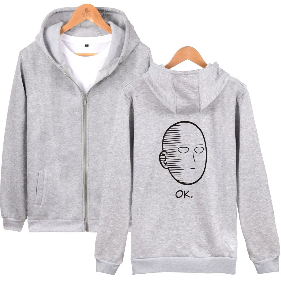 One Punch Man Hero Saitama Oppai Аниме толстовки на молнии флисовая толстовка мужская женская