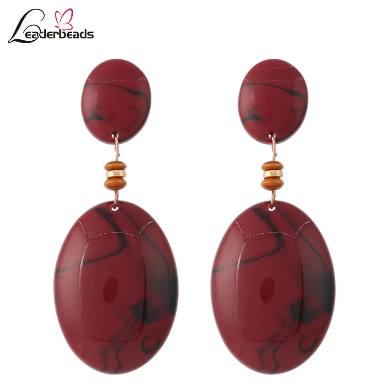 LEADERBEADS женские богемные полимерные висячие серьги ZA винтажные деревянные бусины