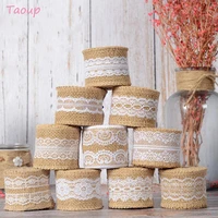 taoup diy 2m burlap ribbon vintage wedding accessories sisal lace jute hessian rustic weddings events party favors birthday