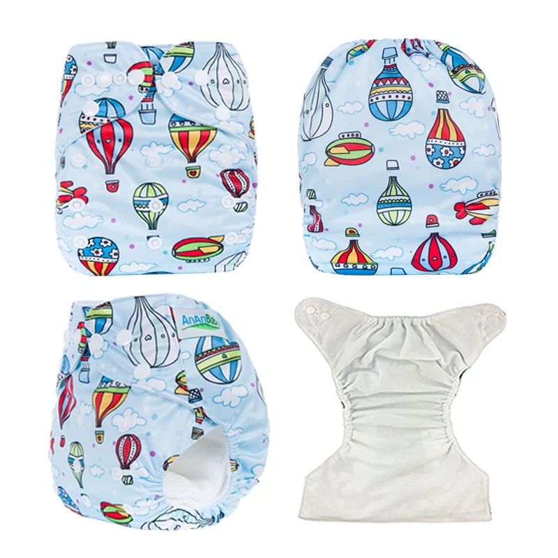 AnAnBaby Многоразовые Детские Подгузники моющиеся и водонепроницаемые детские тканевые подгузники с мультяшными принтами P серия