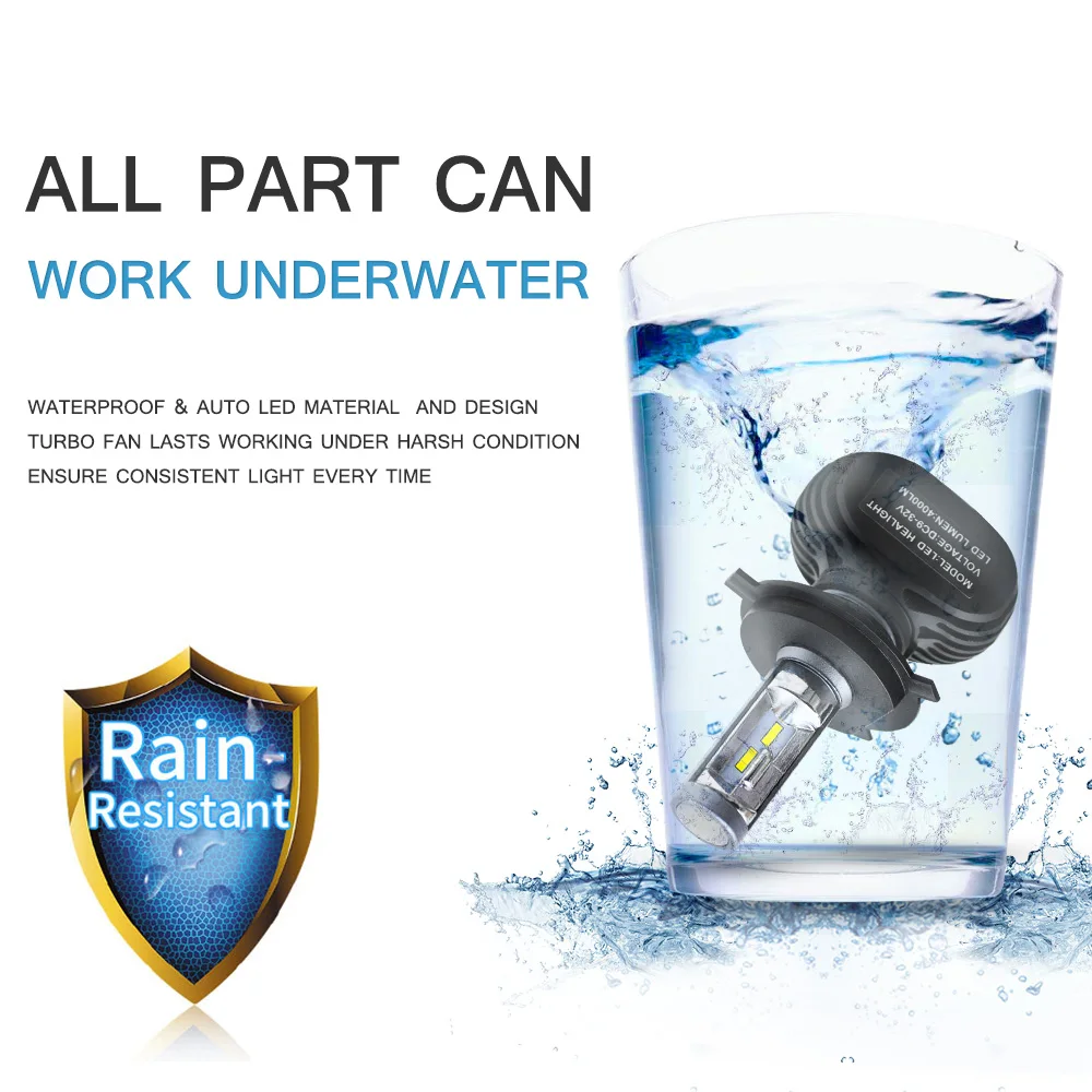 Taitian 2 шт. 50 Вт 8000LM CSP 6500 K 12 V 24 комплект светодиодный H7 патрон лампы H4 фар plug h1