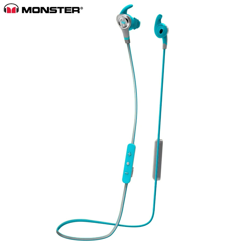 blue Оригинальные наушники-вкладыши Monster Isport Intensity, защищающие от пота, беспроводные Bluetooth наушники с микрофоном, стерео пульт дистанционного управления басами - Цвет: blue