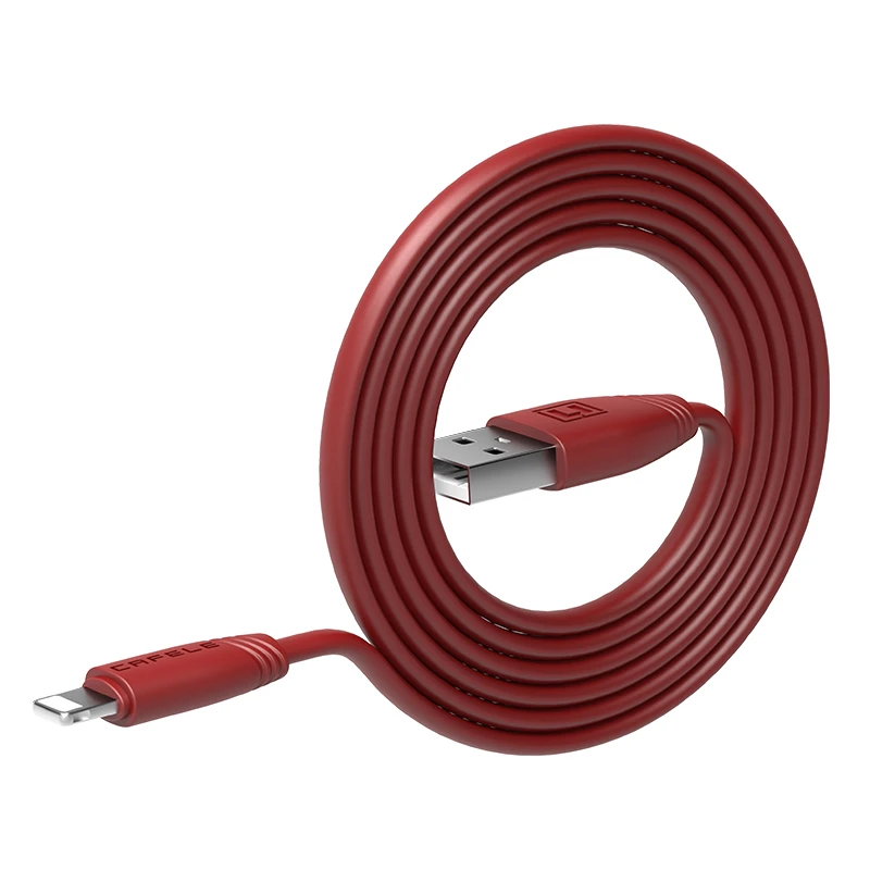 CAFELE кабель USB для iphone XR XS Max X 8 7 6 Plus 5S зарядка через usb usb-кабель для синхронизации данных прочный безвредный для йоги TPE 5V 2.1A 50 см/120 см - Цвет: Red