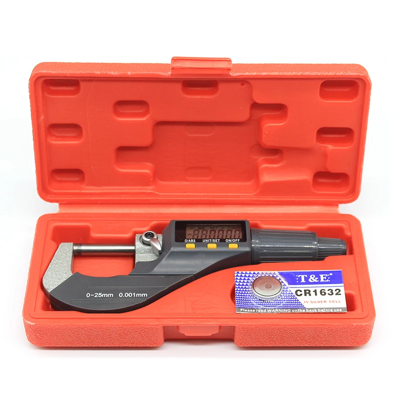 

High precision 0.001 mm battery CR1632 electronic outer diameter micrometer 0-25 mm with LCD digital micrometer digital caliper