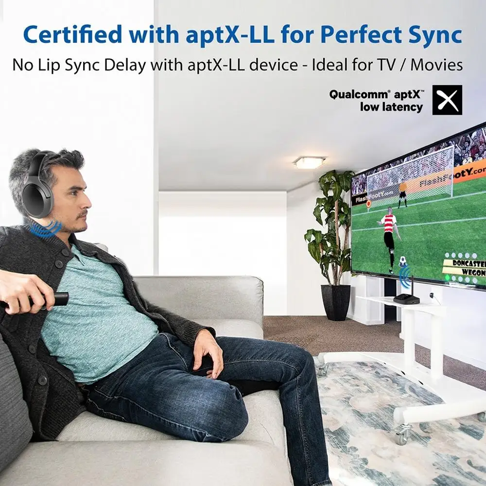 Avantree Bluetooth 5,0 активные наушники с шумоподавлением, aptX-HD наушники с накладным ухом ANC со съемным микрофоном для ТВ ПК