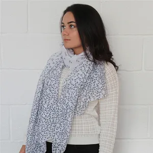 Jinjin. QC С Принтом Якоря Модный Женский Шарф Синий И Белый Хиджаб Шаль В Винтажном Стиле Бандана Девушка Буфанда Женский Шарф