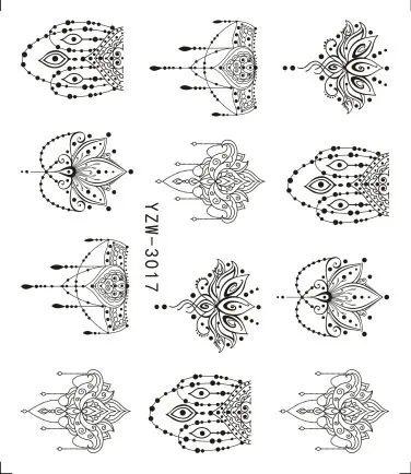 

FWC 1 Piece Black Flower Nail Sticker Water Decals Hollow Tattoo Flora Wings Stencils for Nail Art Decoration Sliders Manicure
