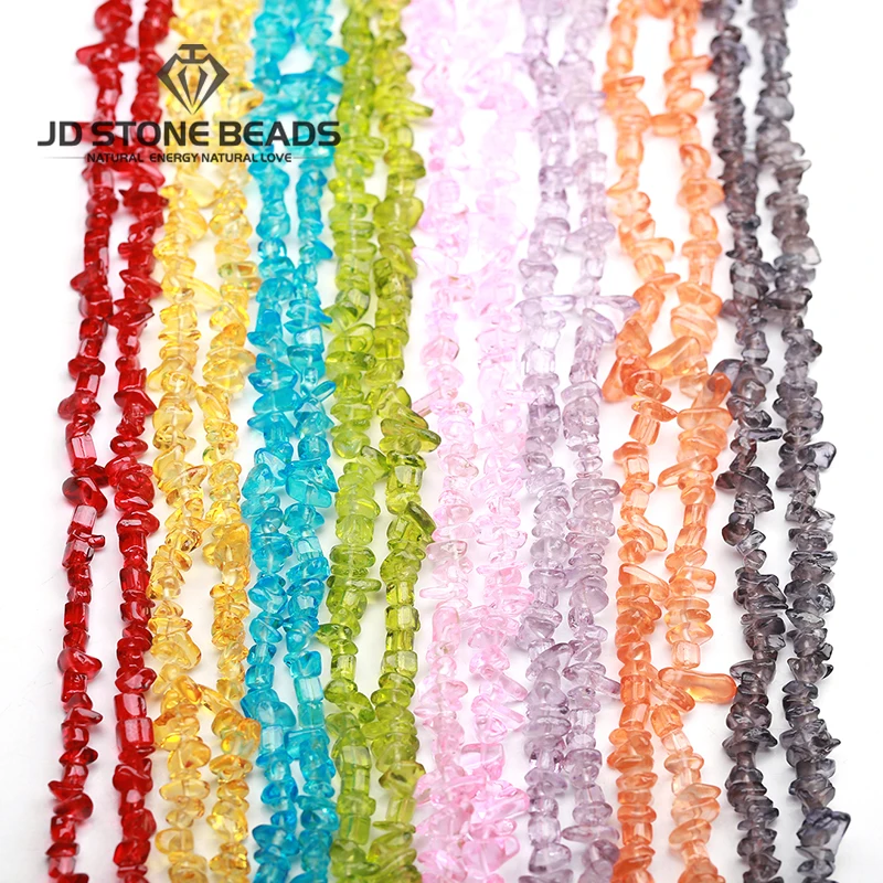 Бусы из стекла и камней чипов 5-8mmColorful нити 16 дюймов неправильная гравийная бусина