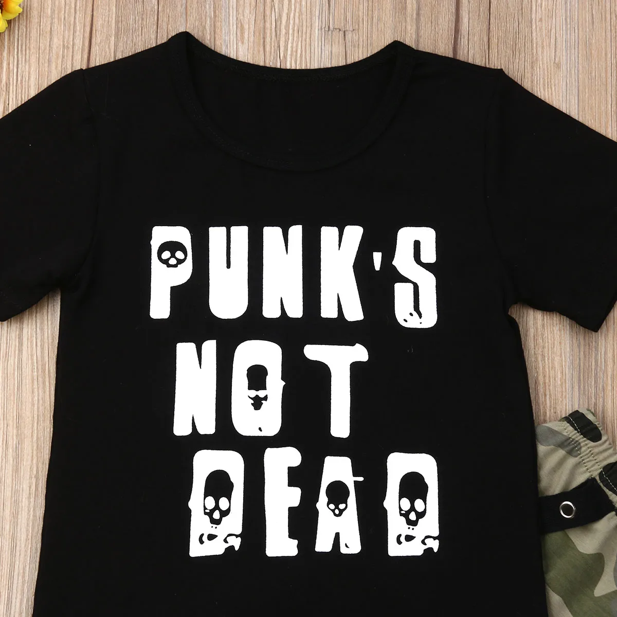 2PCS Toddler Kids Baby Boy Girl Clothes Sets 1-6Y Letter Print Black Tops Camouflage Long Pants Outfit Set | Детская одежда и