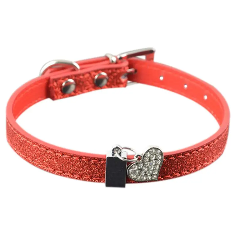 Кожаные регулируемые ошейники для домашних животных хрустальные стразы ошейник