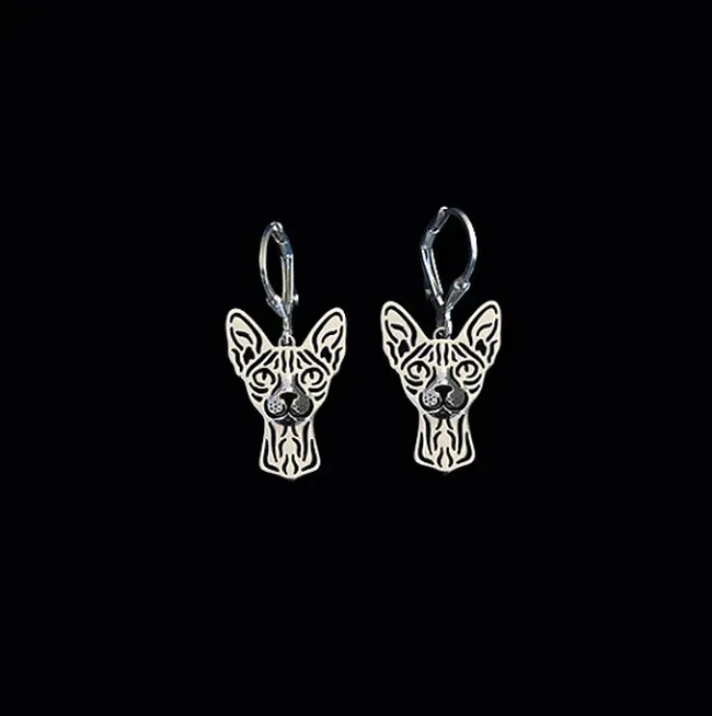 

Sphynx cat Earring jewelry golden color plated cat Earring