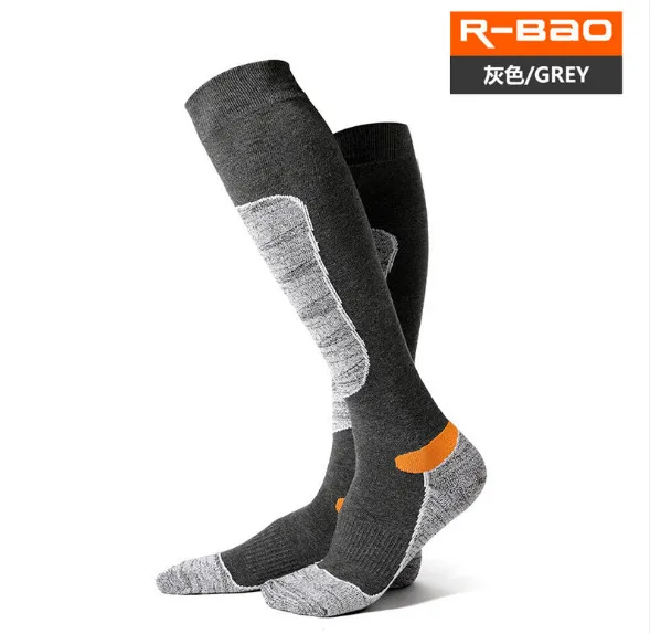 Серый Лыжные носки(2 пар/лот) R-BAO/RB3323 хлопковые мужские и женские спортивные носки теплые носки для пешего туризма на открытом воздухе - Цвет: Серый