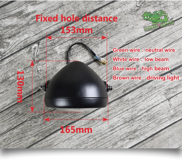 6.5inch universal Retro motorcycle modification LED headlight lamp with Guard Cover yellow driving light GN125 250