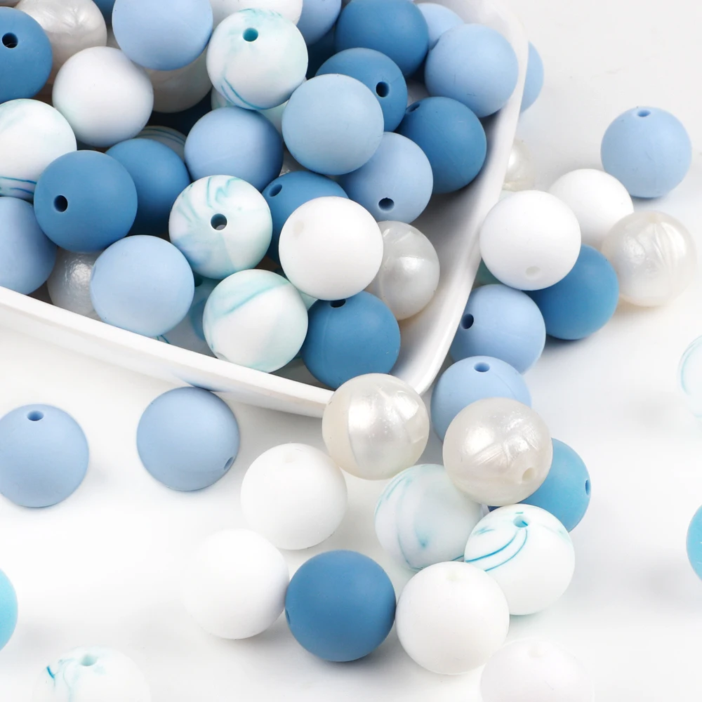 500pc Round Silicone Beads 9mm 12mm 15mm 19mm Baby Teething Necklace DIY Baby Pendant Necklace Food Grade Baby Teether