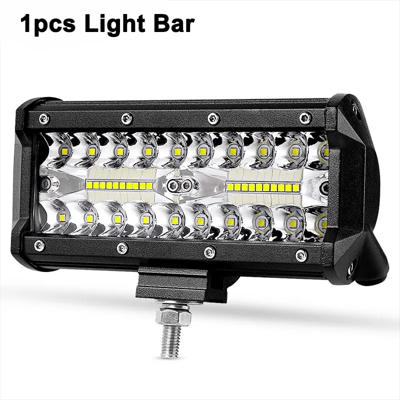 1pcs light bar 7 дюймов трехрядный светодиодный светильник планка фонаря ламповый патрон светильник 12В для ближнего и дальнего света 24V для УАЗ 4x4 трактор Грузовой автомобиль внедорожник ATV Rampe морских прогулок и вождения автомобиля, противотуманные фары - Цвет: 1pcs light bar