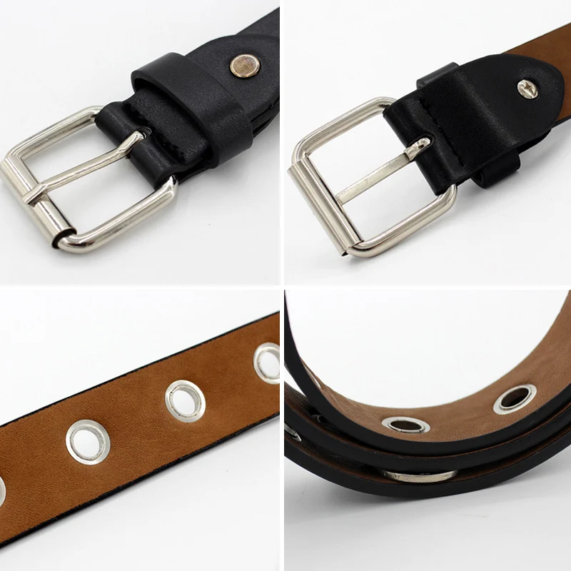 

Fashion Women Metal Belt Double Pin Buckle Designer PU Leather Belts For Lady Girl Vintage Gold Silver Waist Belts