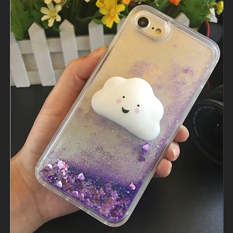 Squishy телефон чехол для iPhone 5S случае 3D Кот с сияющими блестками жидкость зыбучие