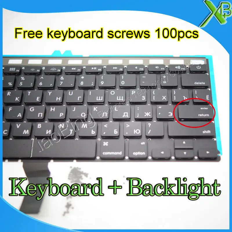 Совершенно новая русская клавиатура с подсветкой и винтами для клавиатуры MacBook Air