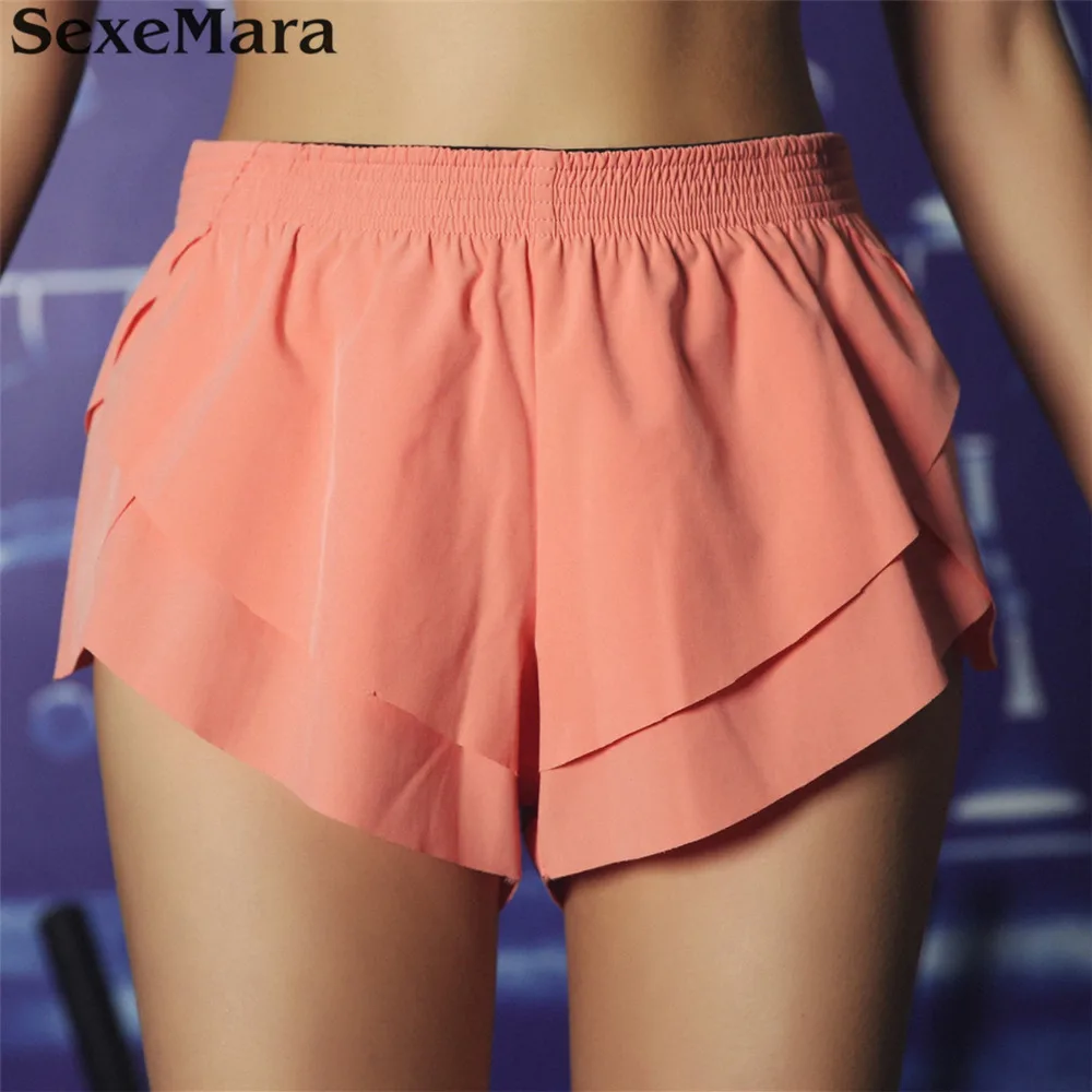 Спортивные шорты для девочек 2 в 1 с листьями лотоса женские 2017 йоги бега