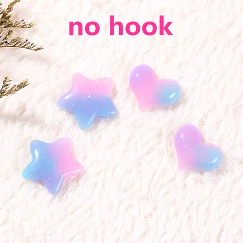 no hook 30 шт./лот подвески в форме сердца и звезды из смолы с плоской обратной стороной идеально подходят для подвесок, сережек и брелков - Окраска металла: no hook