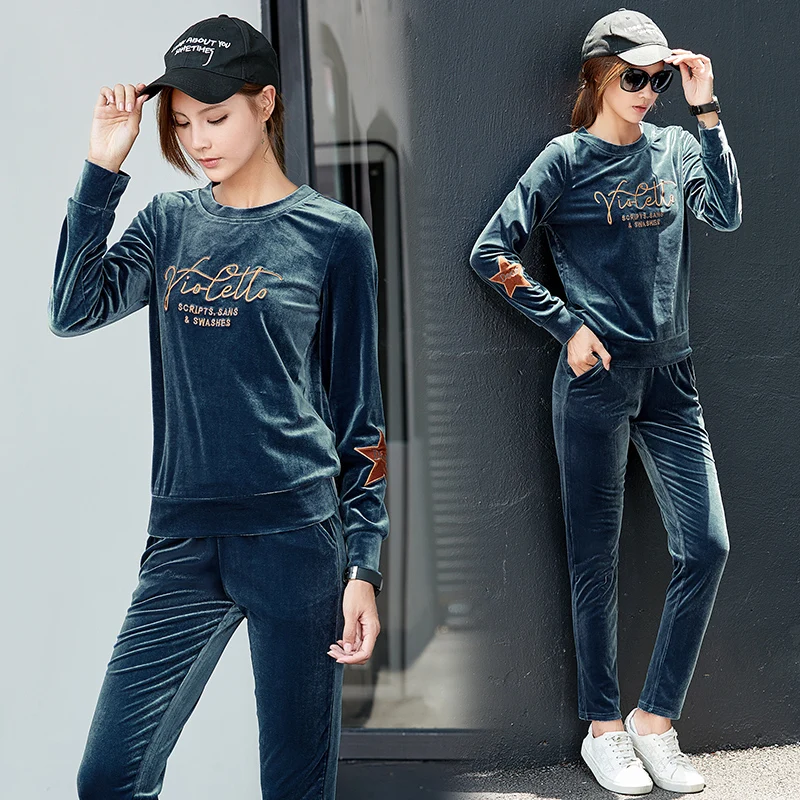 Осенне зимние спортивные костюмы для женщин комплект из 2 предметов одежды