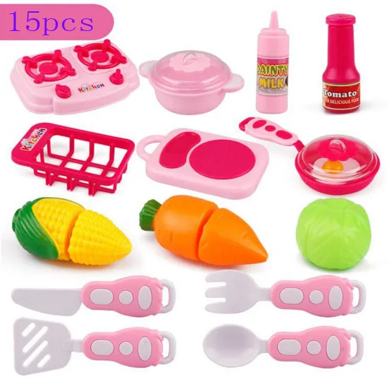 see photo 15pcs Дропшиппинг 8-12 шт набор Детская кухонная игрушка пластиковые фрукты и овощи резка еды ролевые игры Ранние развивающие детские игрушки - Цвет: see photo 15pcs