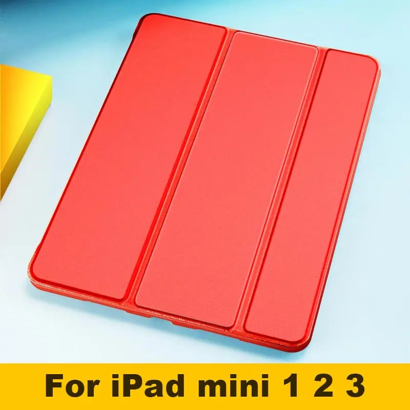 For mini 1 2 3 Red Для Apple iPad mini 1 2 3, 4, 5, чехол, 7,9 дюймов, ультра тонкий, умный, магнитный, с подставкой, из искусственной кожи, силиконовый чехол для iPad mini 5, Funda - Цвет: For mini 1 2 3 Red