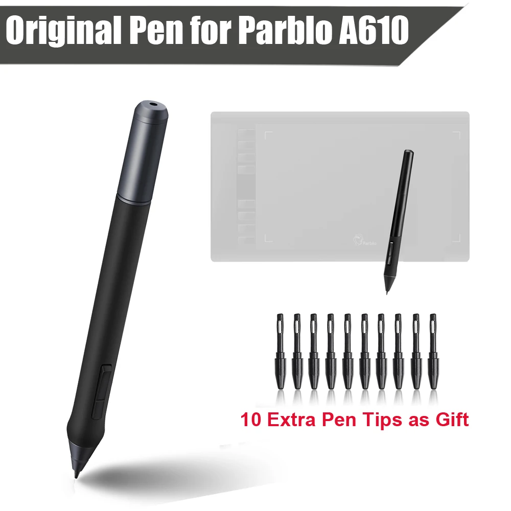Цифровая перезаряжаемая ручка(+ 10 наконечников в подарок) для Parblo A610 графический планшет для рисования доска для рисования P0025136