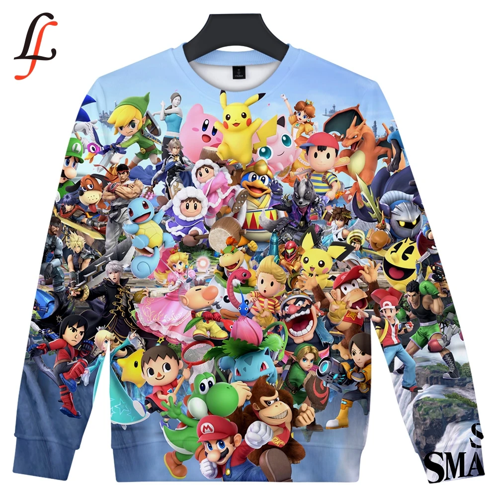 Super Smash Bros. Повседневные толстовки с 3D принтом для женщин и мужчин хит продаж Harajuku
