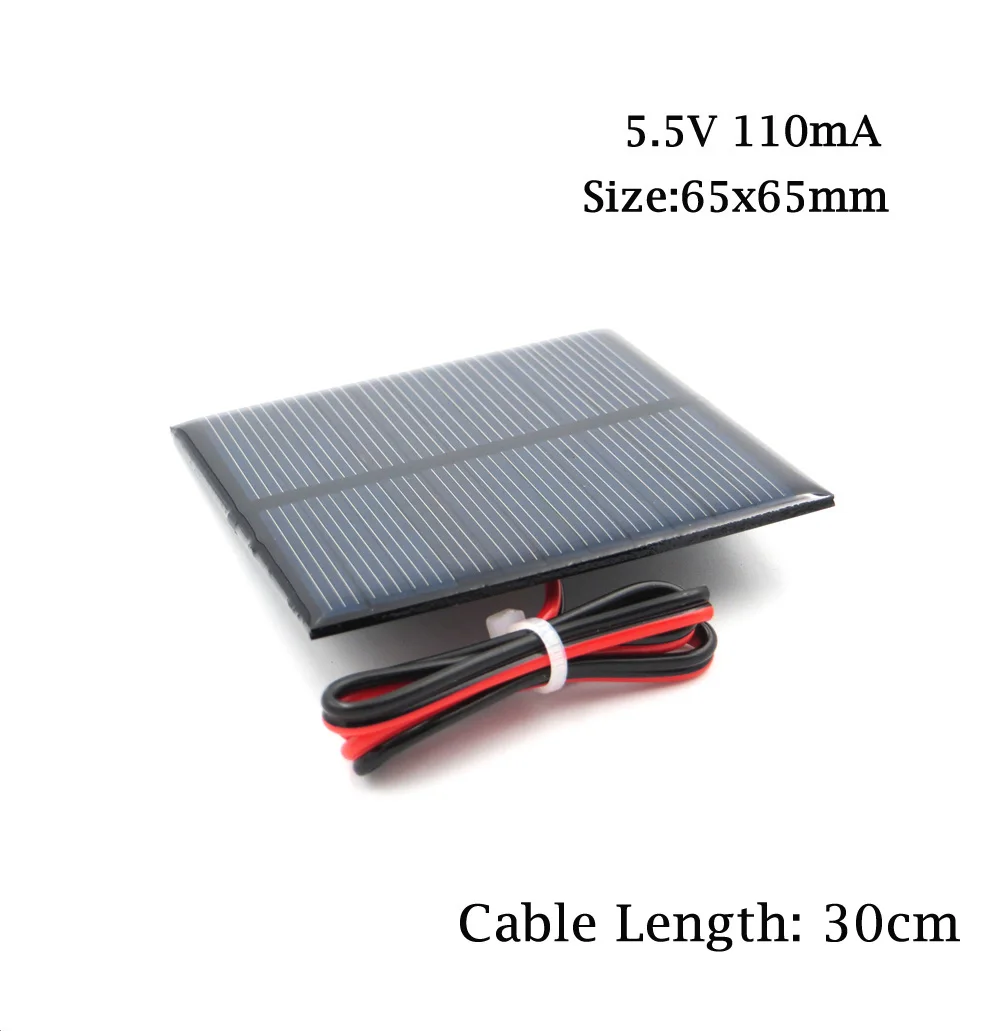 5,5 V Панели солнечные со светодиодной подсветкой из 30/100/200 см провода Мини Солнечная Системы "сделай сам" для Батарея сотовый телефон Зарядное устройство 0,44 W 0,55 W 0,6 W 0,88 W 1 Вт 1,6 игрушка
