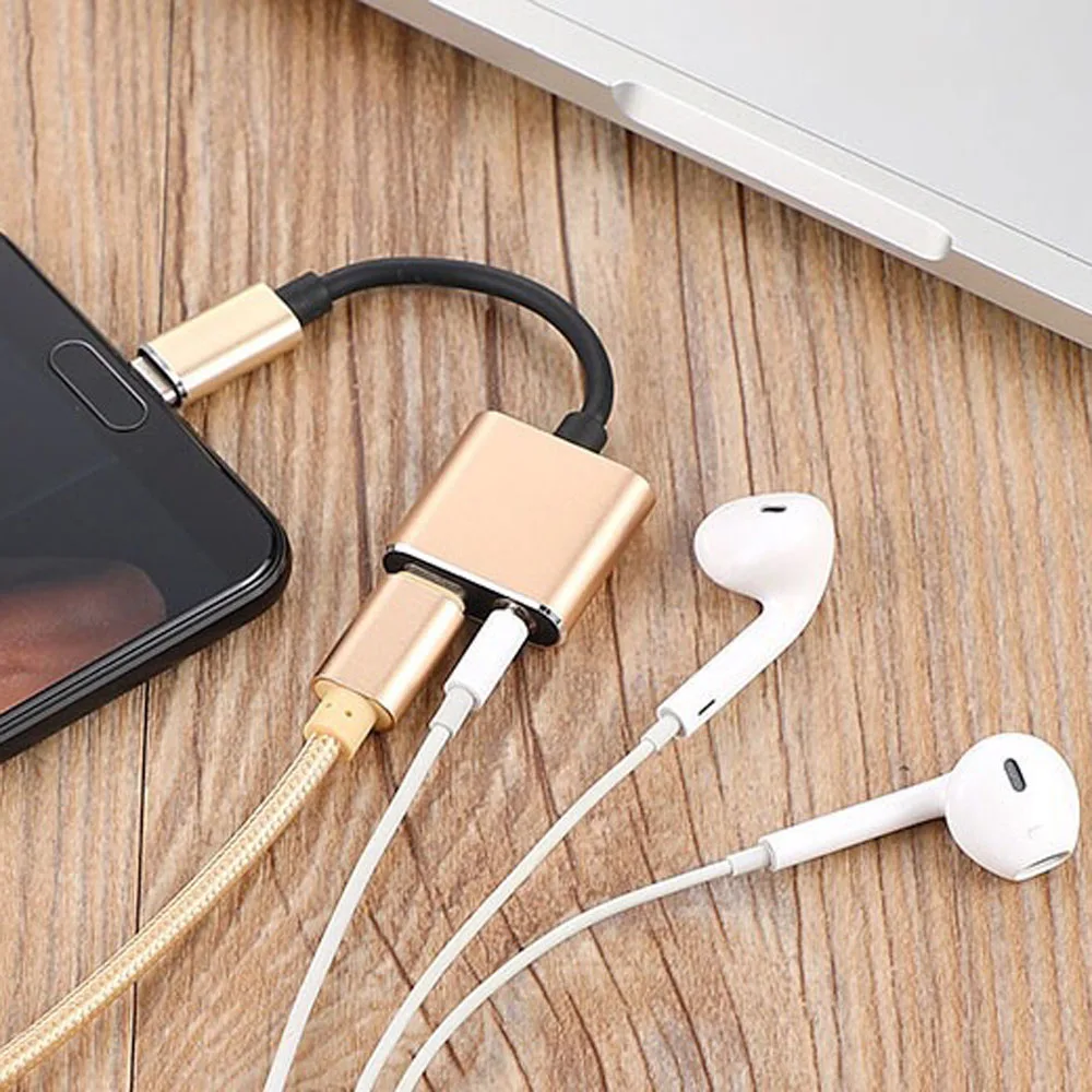 Адаптер для наушников 2 в 1 с USB Type C на разъем 3 5 мм зарядный кабель Aux аудио