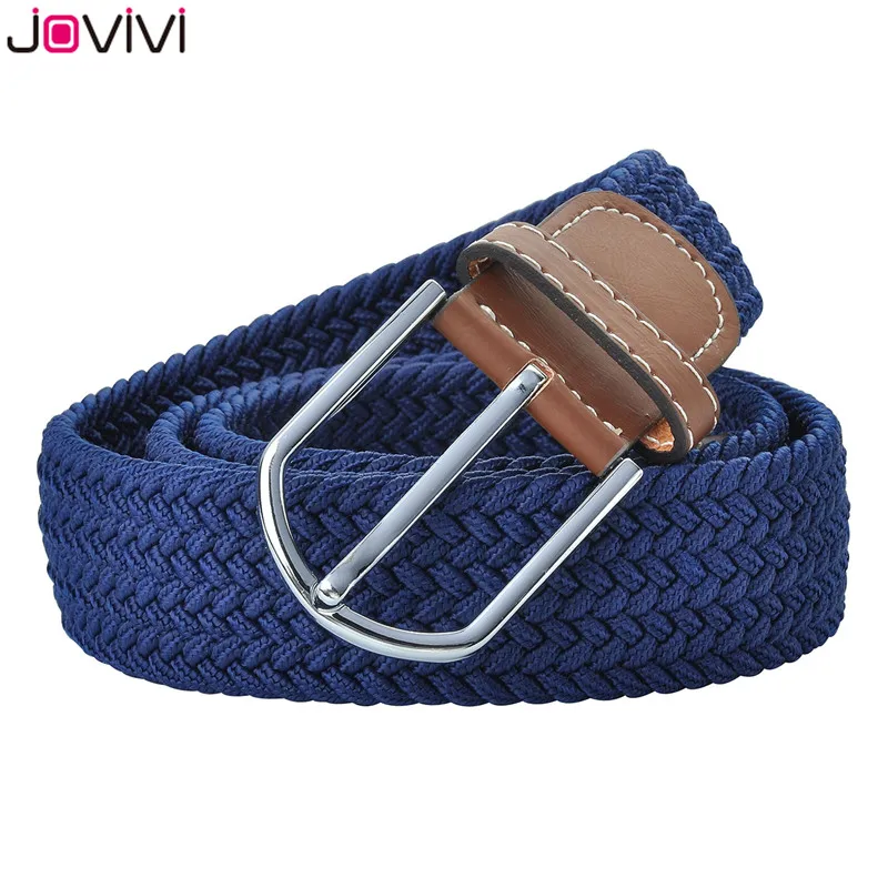Jovivi последний стиль 1 шт. повседневные мужские и женские тканевые Плетеный растягивающийся ремень с пряжкой эластичный пояс для гольфа подарок на день рождения