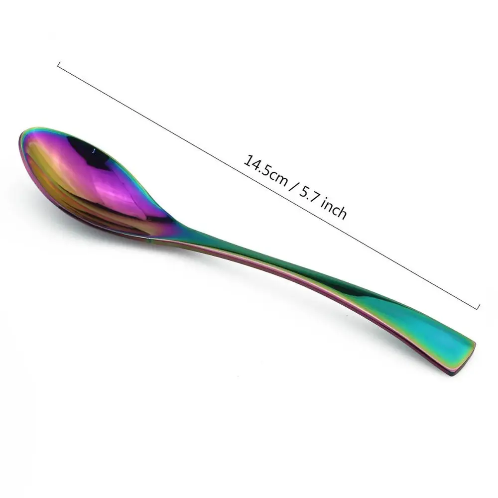 TEASPOON JANKNG 1-Pieces Радужный набор посуды красочное Зеркало Набор посуды из нержавеющей стали Западный столовый набор для кухни аксессуары - Цвет: TEASPOON