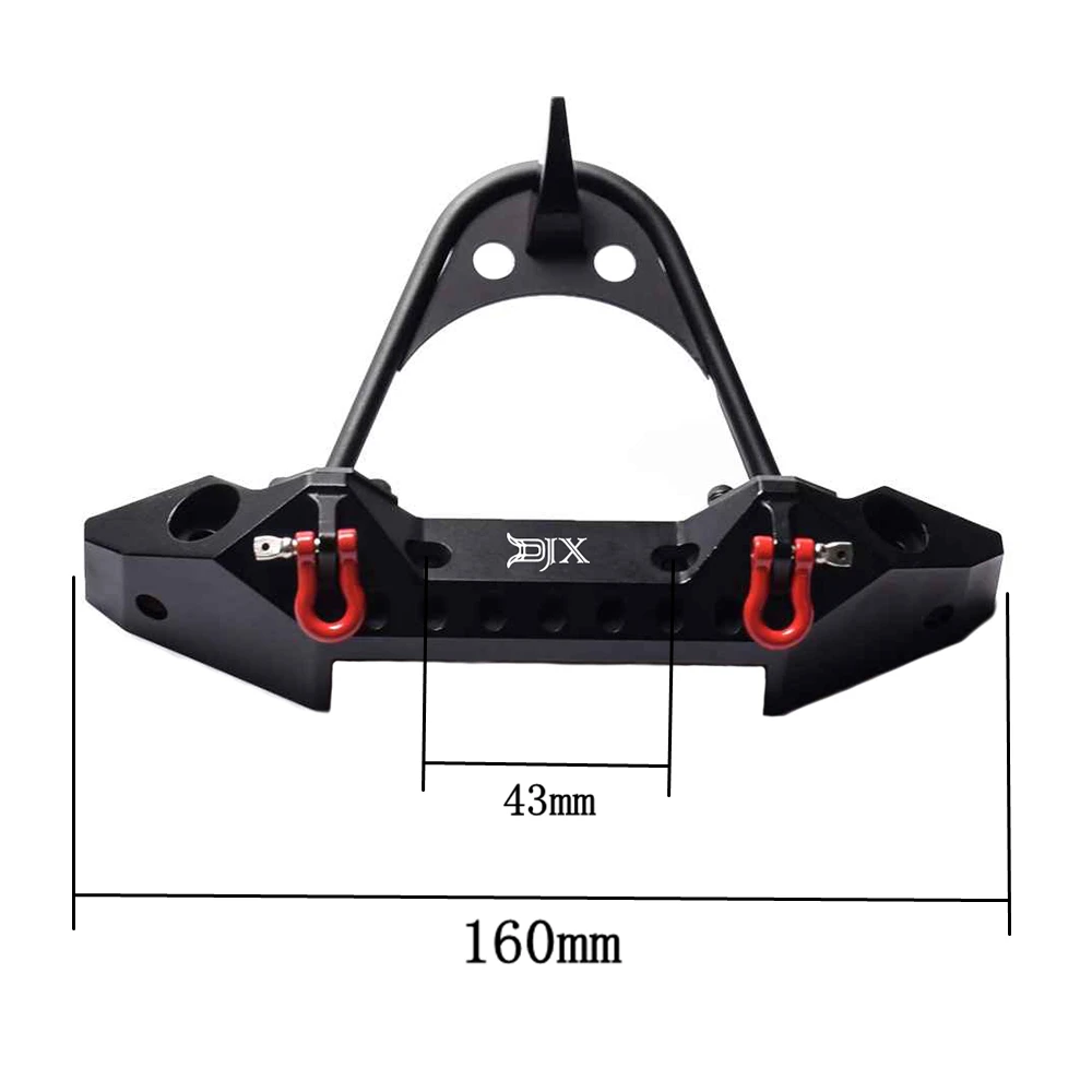 Metal Black Front Bumper with Light for 1/10 RC Crawler Car Traxxas TRX-4 Axial SCX10& SCX10 II 90046