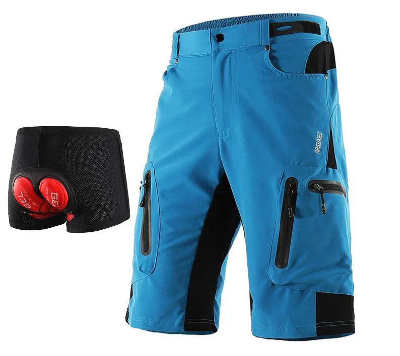 1202 blue with pad ARSUXEO мужские спортивные шорты для велоспорта, быстросохнущие шорты для горного велосипеда, водостойкие шорты для горного велосипеда - Цвет: 1202 blue with pad