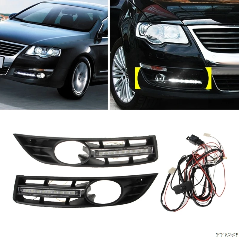 Светодиодсветодиодный дневные ходовые огни для Volkswagen VW Passat B6 2007 2008 2009 2010 2011 DRL